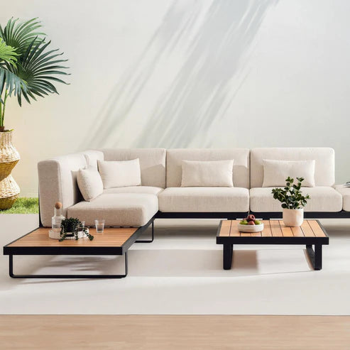 [Hometech] Solvara Luxe 8-Seater Outdoor Corner Sofa Set, Beige