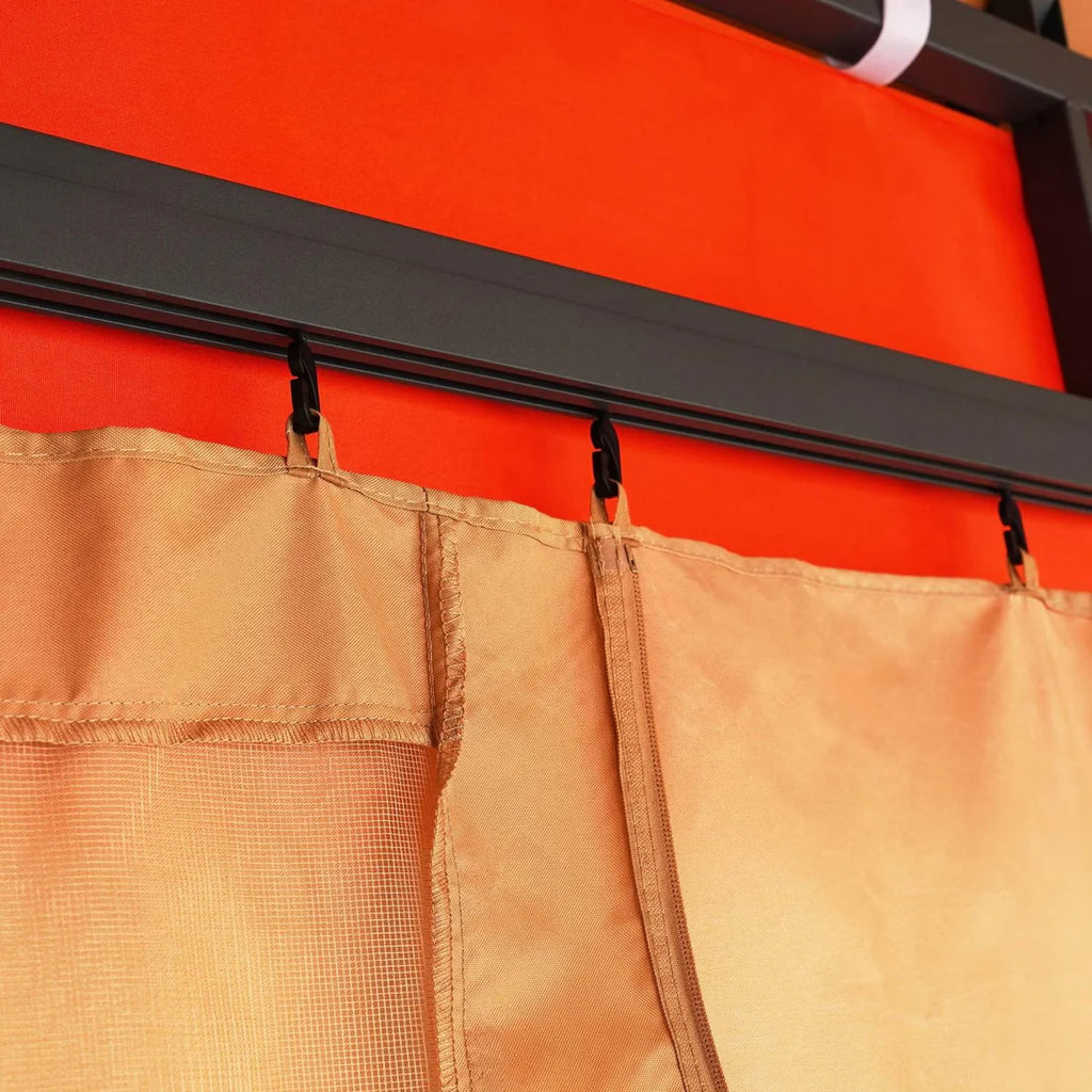 [Hometech] Sorana 3x3m Outdoor Gazebo with Seating and Table, Beige & Orange