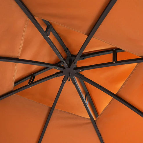 [Hometech] Sorana 3x3m Outdoor Gazebo with Seating and Table, Beige & Orange