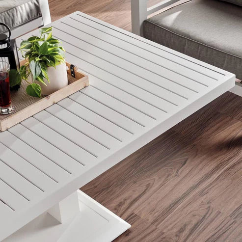 [Hometech] Valencia 5-Seater Outdoor Sofa Set with Bench and Lifting Table in Beige and White