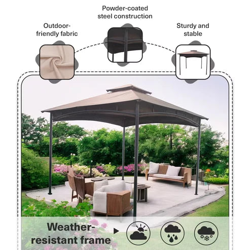 [Hometech] Valetta 3x3m Brown Outdoor Steel Gazebo, Weather Resistant Canopy