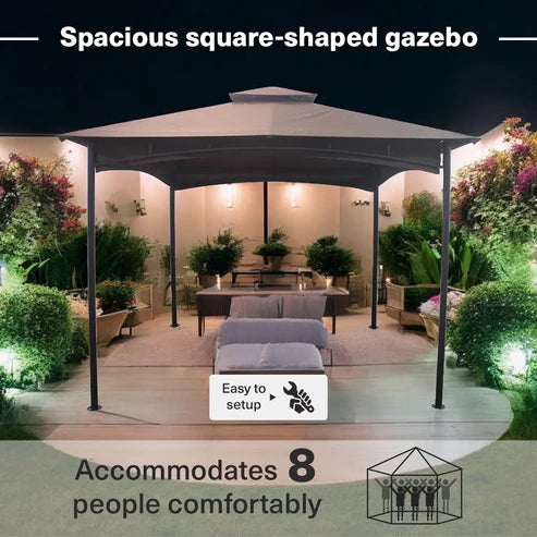 [Hometech] Valetta 3x3m Brown Outdoor Steel Gazebo, Weather Resistant Canopy