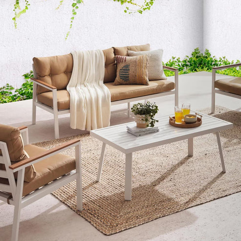 [Hometech] Verano 5-Seater Outdoor Sofa Set in Brown with Coffee Table