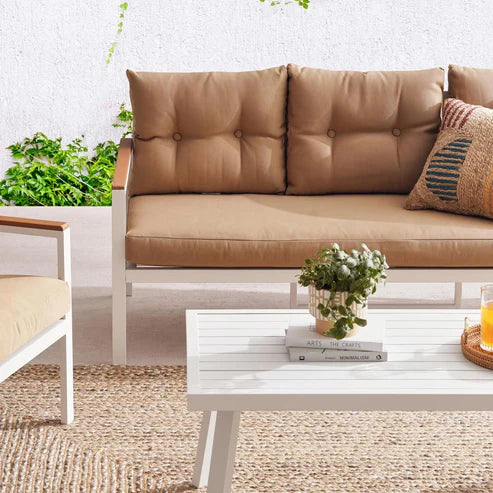 [Hometech] Verano 5-Seater Outdoor Sofa Set in Brown with Coffee Table