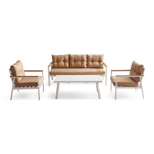 [Hometech] Verano 5-Seater Outdoor Sofa Set in Brown with Coffee Table