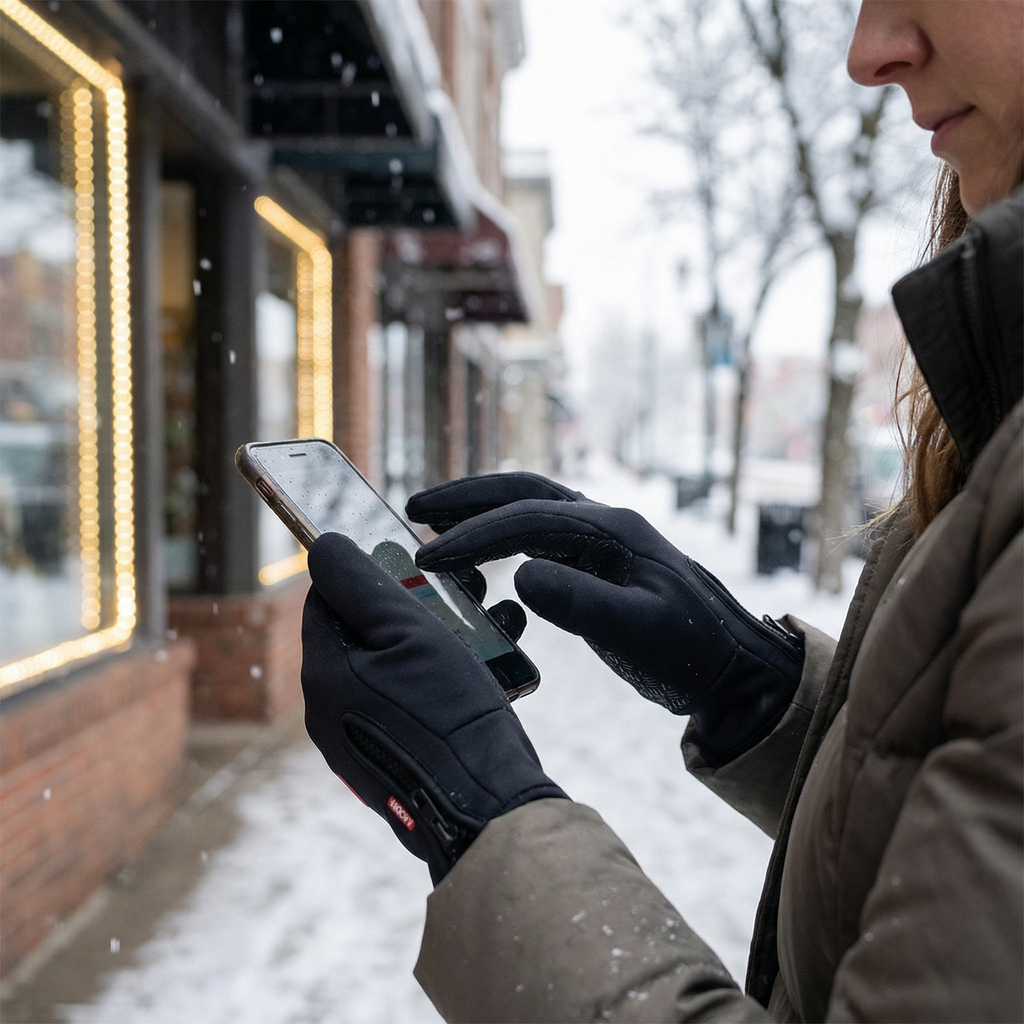 [Hometech] Ultra Thin Thermal Gloves, Unisex Touch Screen Winter Fleece Gloves